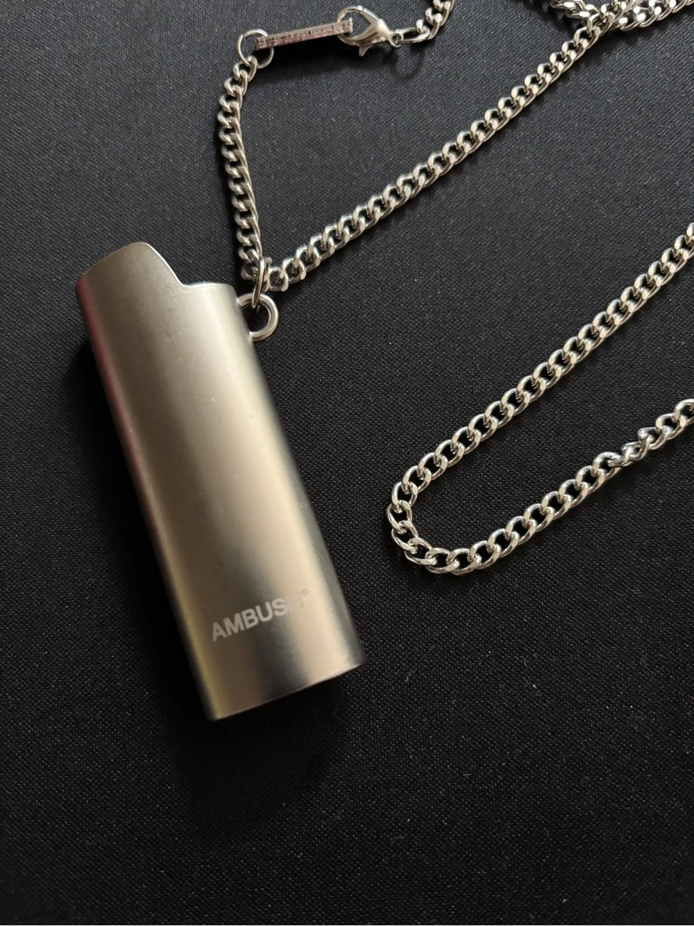 Ambush Silver Logo Lighter Case Necklace